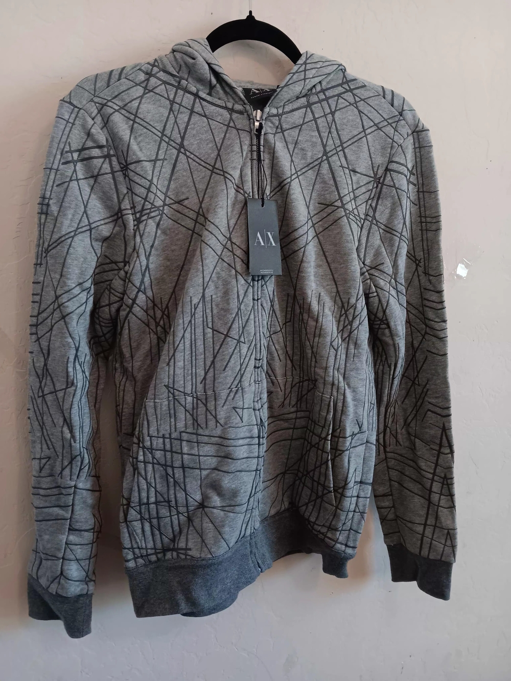 A/X Armani Exchange Men’s Gray Zip Hoodie Sweater Size Small + Bag